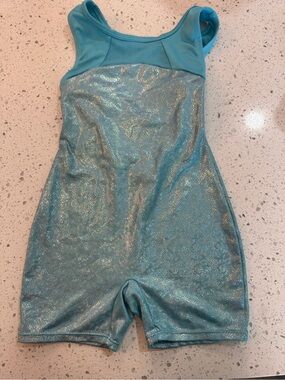 Magic Shimmery Teal Girls Athletic Romper